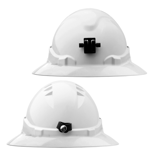 FULL BRIM V6 VENTED RATCHET HARD HAT WITH LAMP BRACKET WHITE